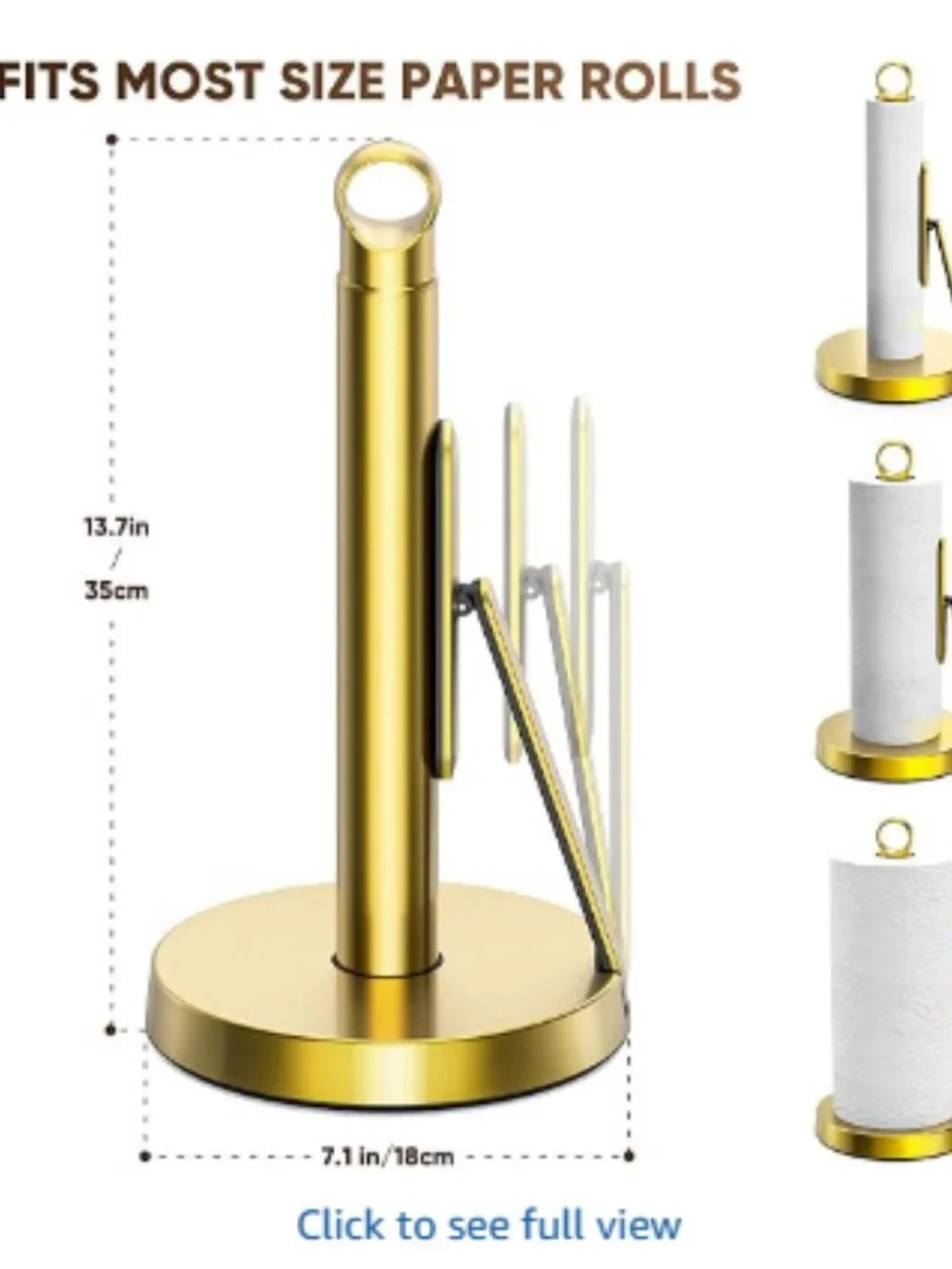 Like New Gold or Brass Tone Paper Towel Holder with Tension Arm $44 on Amazon